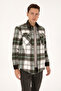 Men's Light Khaki Long Sleeve Plaid Shirt with Pockets 50308257-Vr183 - 3