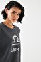 Women's Smoked Libra Zodiac Sign Oversized 2 Thread Tracksuit Home Wear Set - 4