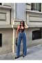 Women's High-Waisted Special Design Blue Wide-Leg Pants - 5