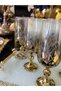6 Person Bohemia Crystal Hand Decorated Titanium Gold Coffee or Water Baragi Glass 180 ml - 6