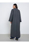 Grey Wool Look Open Front Abaya - 5