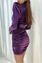 Purple Velvet Fabric Shoulder Pad Piece Princess Sleeve Belt Detailed Skirt Gathered Evening Dress Graduation Dress 582015 - 2
