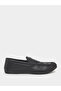 Men Black Woven Pattern Slip-On Loafers