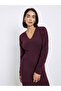 Burgundy Long Sleeves Sweater Maxi Dress - 3
