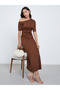 Rust Brown Bodycon Maxi Dress