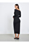 Black Off Shoulder Bodycon Midi Dress - 5