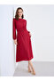Red Midi Dress with Long Sleeves - 2