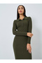 Olive Green Ribbed Knit Maxi Dress - 2