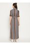 All Over Print Maxi Dress with Tie Belt - 4