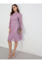 Pink Lace Insert A-Line Knee-Length Dress - 2