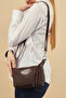 Helenas Brown Women's Shoulder Bag with Rope Charm and Zipper Closure - 2