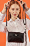 Helenas Women's Black Shoulder Bag with Rope Charm Shoulder Strap and Zipper - 7