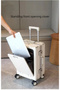 20" Luggage Multifunctional Aluminum Frame Luggage Suitcase Set - White - 4