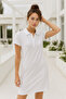 Women's Polo Neck 100% Cotton Button Detailed Dress - 4
