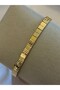 Cut Plate Detail Steel Bracelet Gold - 4