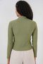 Women's Çağla Green Half Fisherman Front Stone-Embellished Bodysuit Hzl25W-Bd19221 - 7