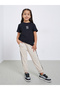 Girls Beige Solid Joggers with Side Binding - 2