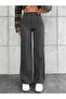 Grey Solid Wide Leg Trousers - 4