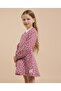 Printed A-Line Dress with Peter Pan Collar and Long Sleeves - 4