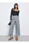 Grey Checked Wide Leg Trousers