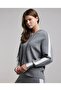 Stripe Detail Hooded Cardigan with Zipper Closure - 3