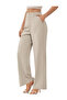 Solid Pocket Detail Wide Leg Pants - 3
