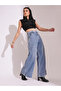 Light Blue Cotton Wide Leg Faded Jeans