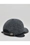 Black Men's Textured Flap Cap - 3