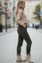 Khaki Pocketed Elastic and Tie-Waist Jogger Leg Casual Velvet Woven Trousers 100 60 - 3