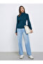 Blue Mid Rise Straight Leg Jeans