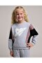 Grey Melange Girl's Color Block Clothing Set - 4