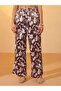 Brown Floral Print Satin Wide Leg Trousers - 2
