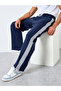 Navy Blue Striped Oversized Joggers