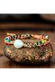 Natural Stone Macrame Bracelet – Colorful Natural Stones & Water Drop Center Stone – Adjustable Braided - 8