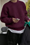Men's Burgundy Regular Fit Crew Neck Knitted Sweater