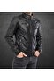 Genuine Leather Men's Leather Coat (Black) - 2