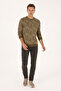 Men's Regular Fit Crew Neck Khaki Sweatshirt 50310314-Vr027 - 4