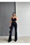 Black High Waist Stretch Fabric Flared Jeans (SIZE GUIDE IS IN THE IMAGE) - 4
