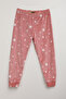 Children's Soft Velvet Textured Pink Pajama Bottoms with Pattern