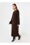 Knitwear Hijab Dress - Brown -