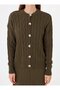 Hair Braid Patterned Cardigan & Skirt Knitwear Set - Khaki - - 4