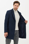 Vivaldo Men's Navy Blue Self-Patterned Jacket Collar Slim Fit Cashmere Coat - 5