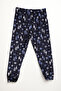 Boy's Soft Velvet Textured Navy Blue Pajama Bottoms - 4