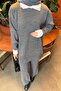 Knitwear Set with Stone Collar Gray - 3