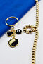 Black Glass Evil Eye Beaded Heart Yin Yang Small Keychain, Gift Bag Ornament - 2