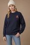 Crew Neck Embroidered Indigo Women's Sweater 25K0313K1