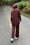 Floral Detailed Knitwear Set Bitter Brown - 4