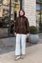 Women's Burnout Floral Detailed Jacket Brown - 2