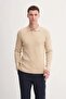 Premium Slim Fit Viscose Blended Polo Neck Beige Men's Sweater 33210