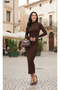 New Season Modern Style Patterned Midi Dress Women's Long Sleeve Turtleneck